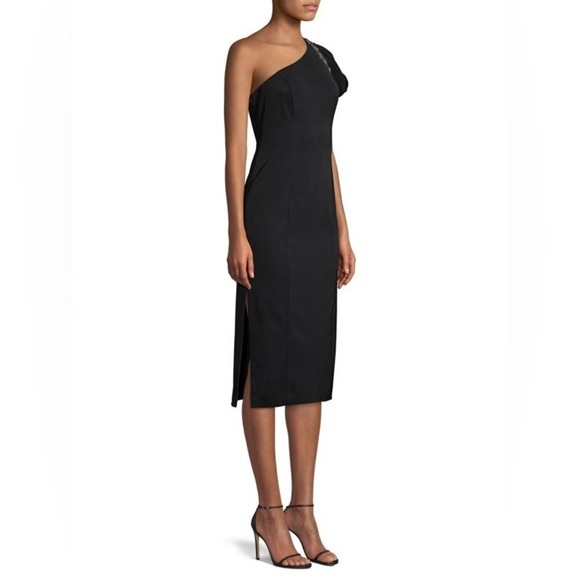 AIDAN MATTOX One-Shoulder Beaded Midi Dress - Picture 7 of 15